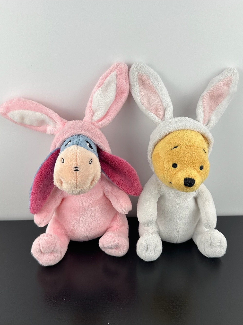 Disney Winnie the Pooh Rare Easter Pooh & Eeyore in Bunny Ears Outfits 6” Plush